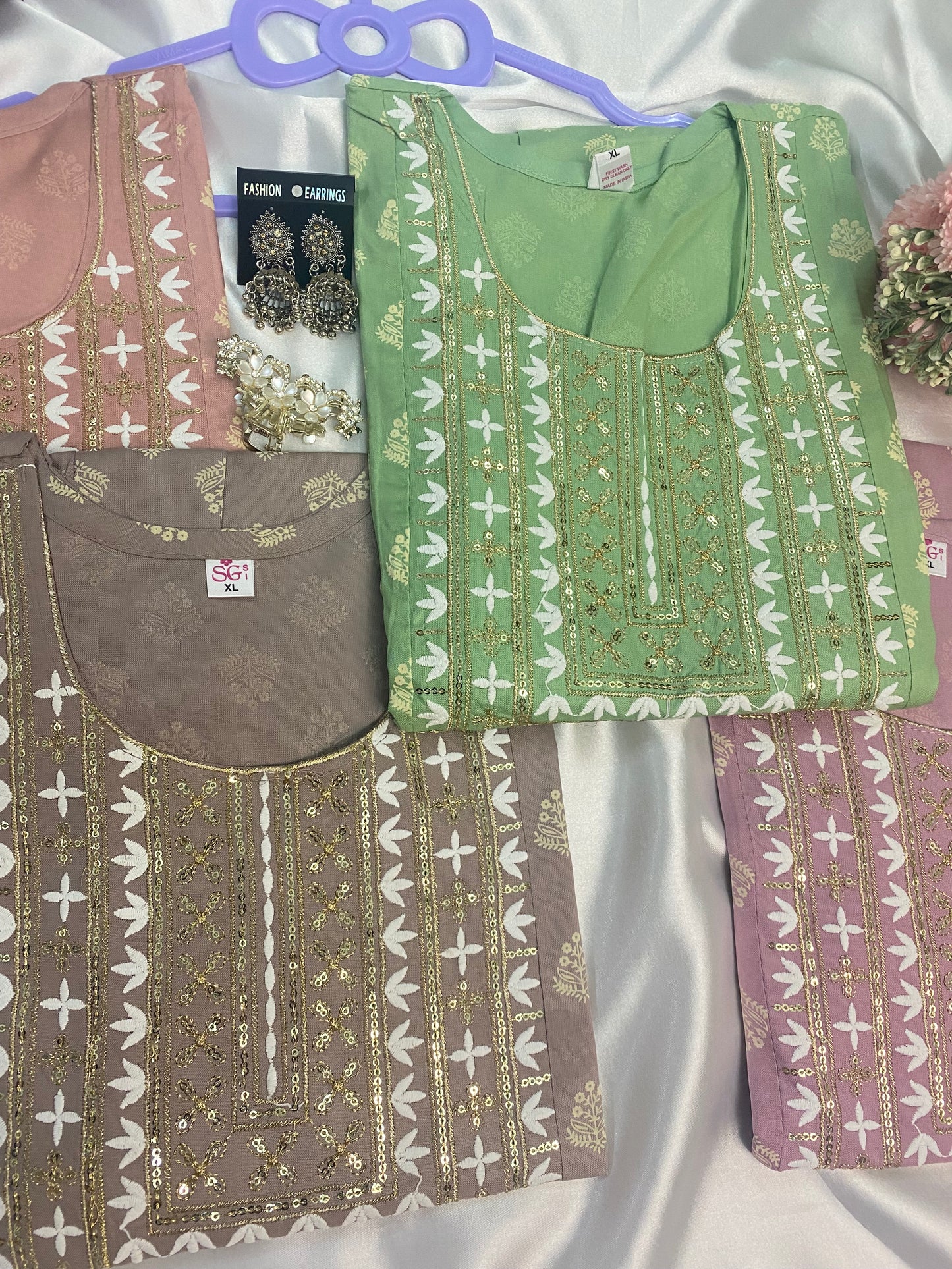 Pastel Gota & Sequin Embroidered Anarkali Kurta