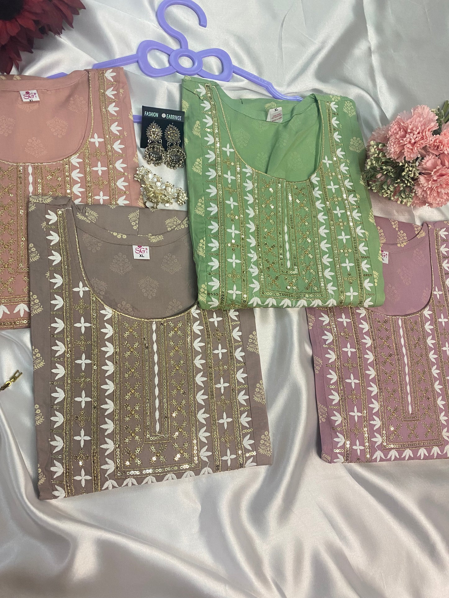Pastel Gota & Sequin Embroidered Anarkali Kurta