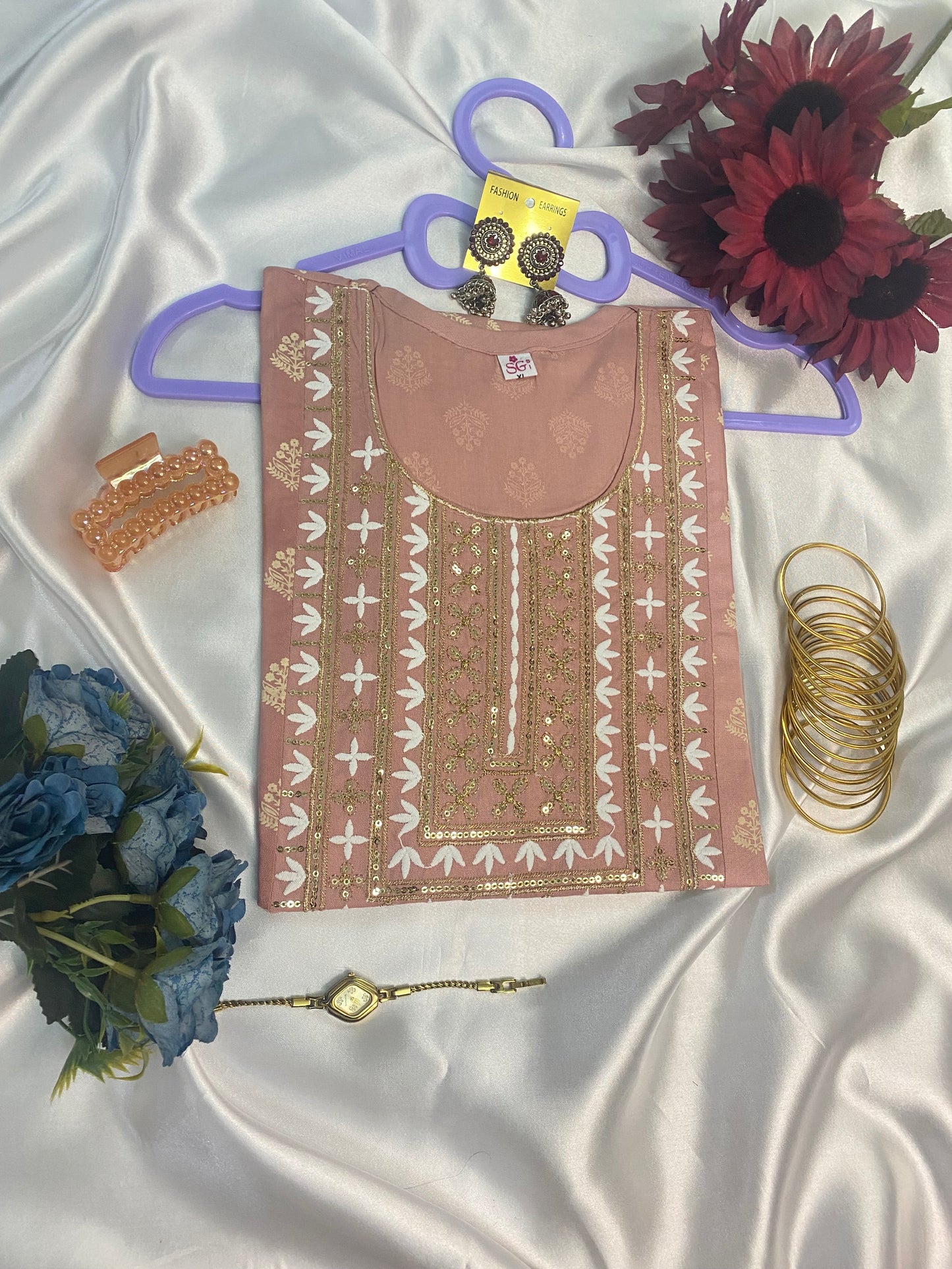 Pastel Gota & Sequin Embroidered Anarkali Kurta