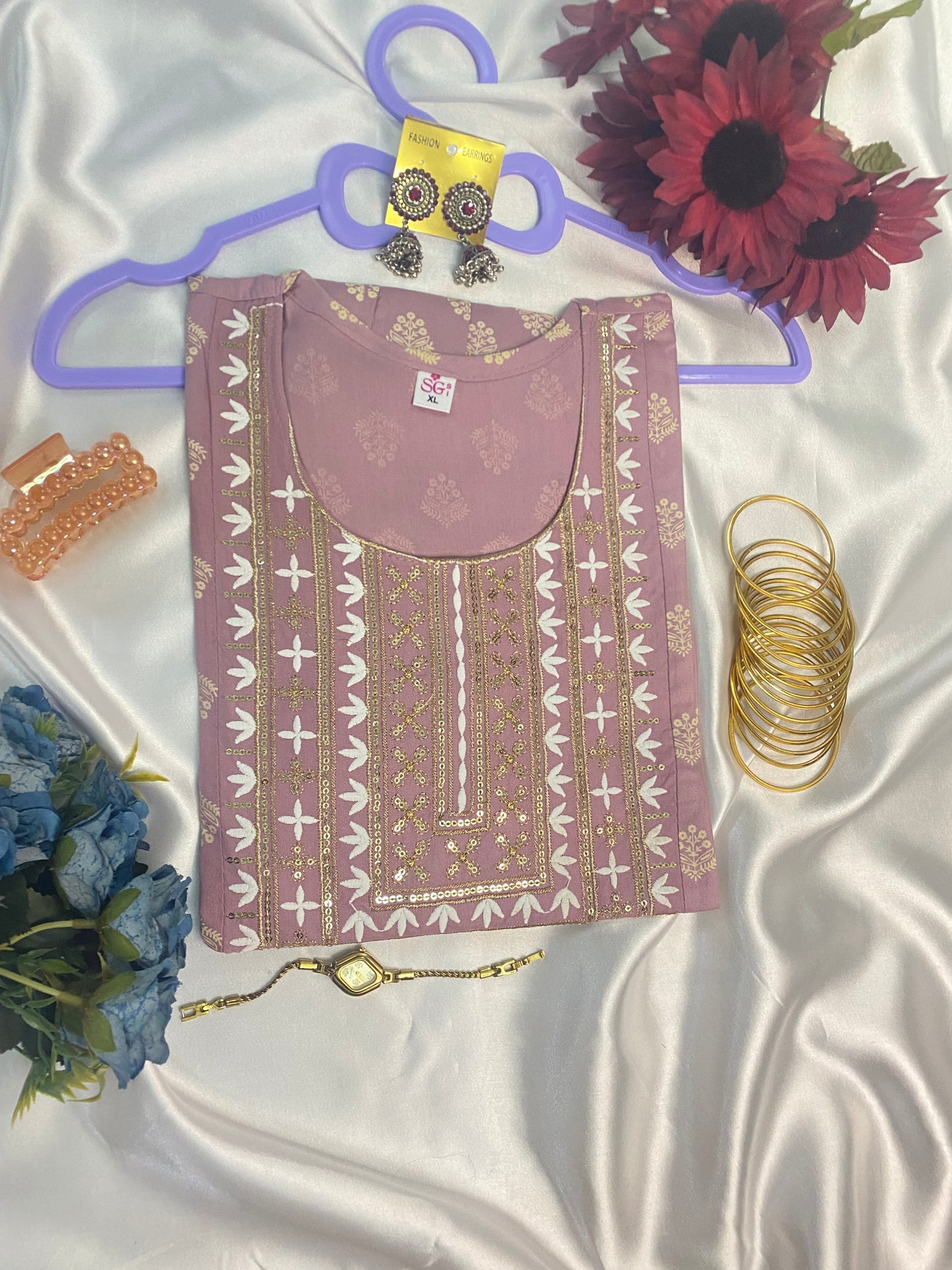 Pastel Gota & Sequin Embroidered Anarkali Kurta