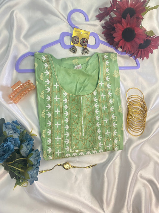Pastel Gota & Sequin Embroidered Anarkali Kurta