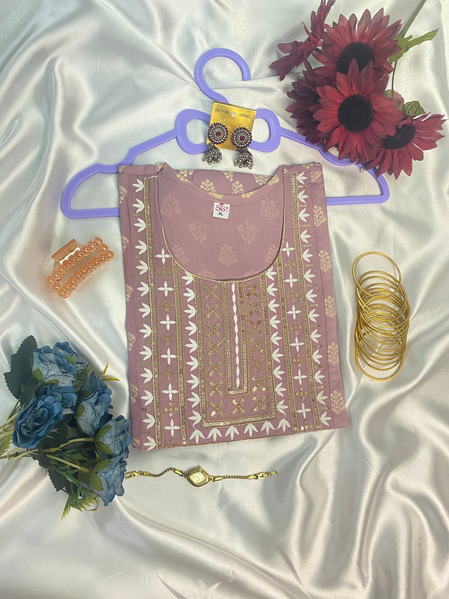 Pastel Gota & Sequin Embroidered Anarkali Kurta