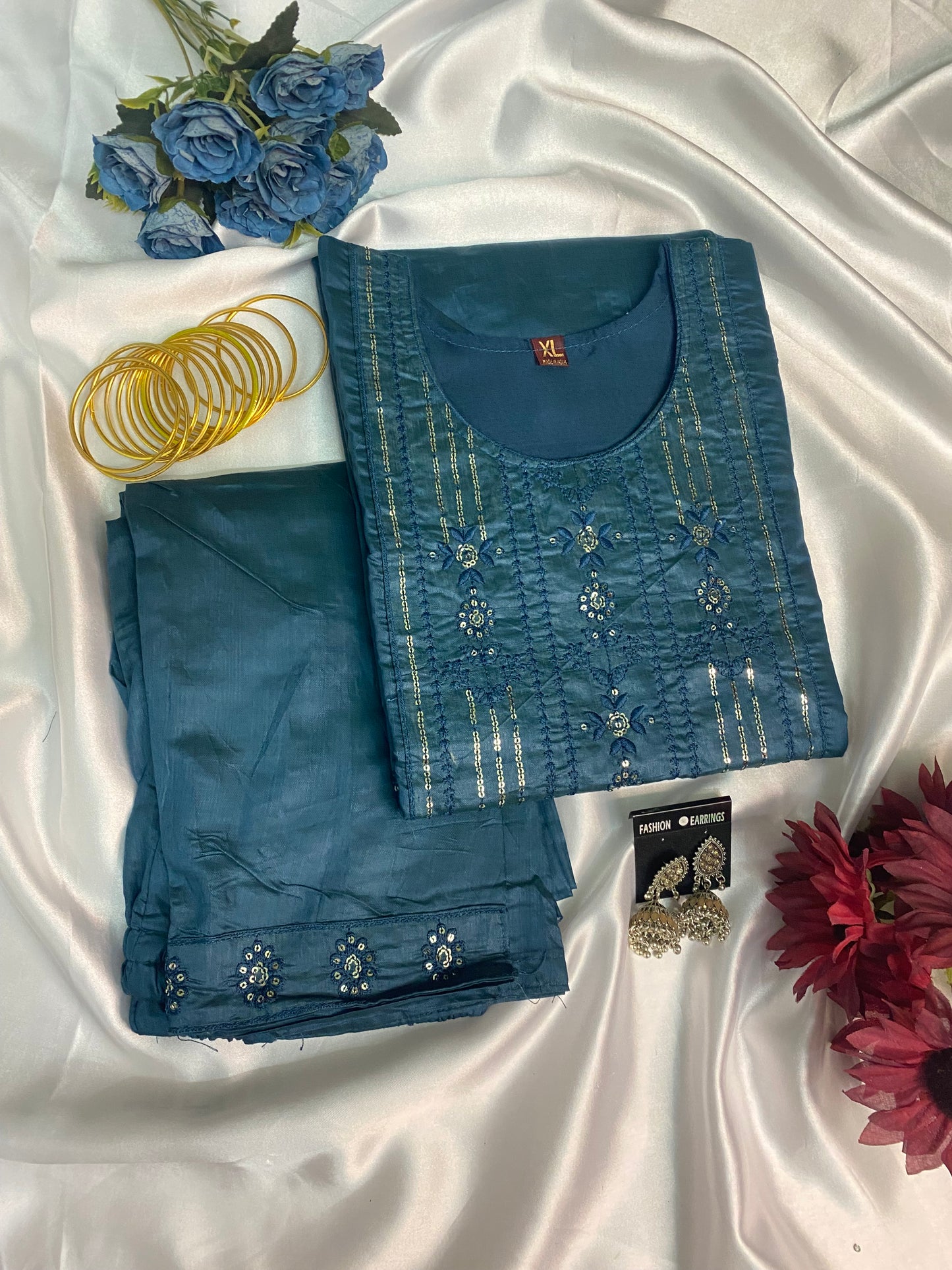 ⨠Premium Silk Feel Embroidered Kurta Sets ā Multi Colors