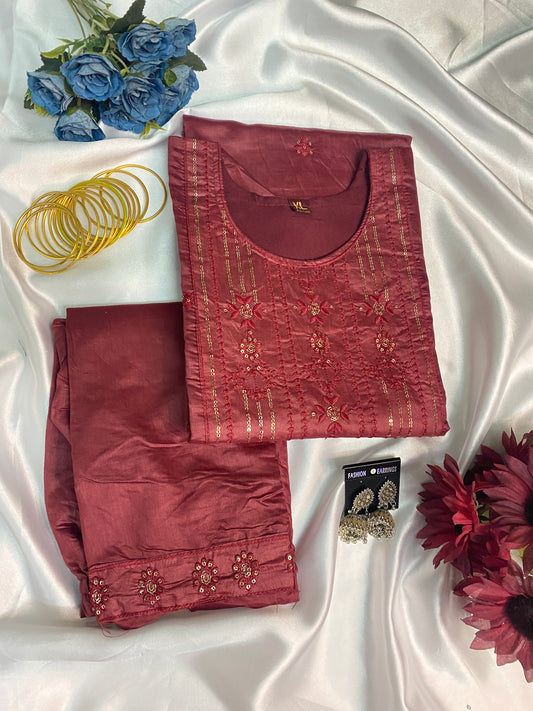✨ Premium Silk Feel Embroidered Kurta Sets – Multi Colors
