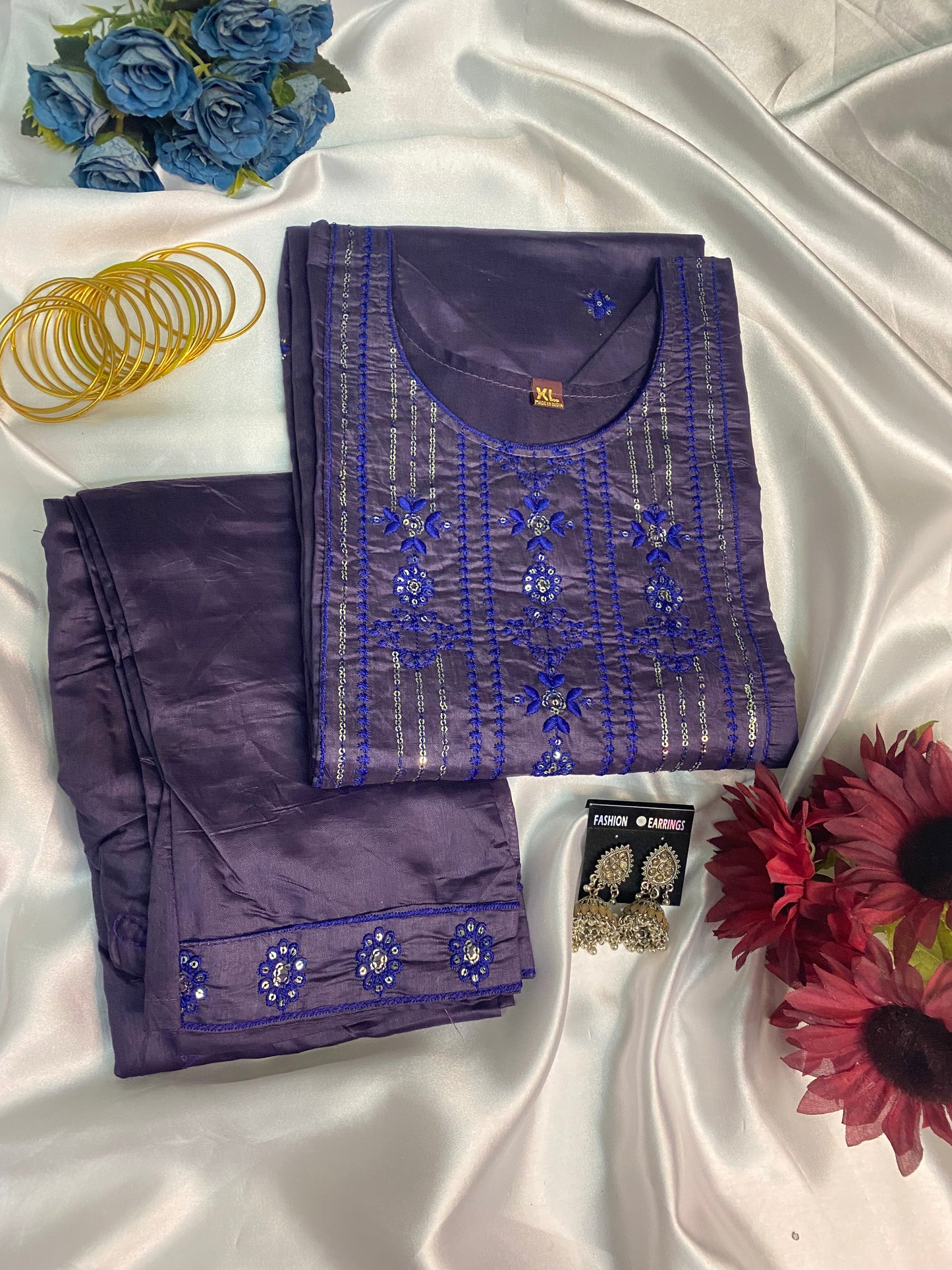 ⨠Premium Silk Feel Embroidered Kurta Sets ā Multi Colors