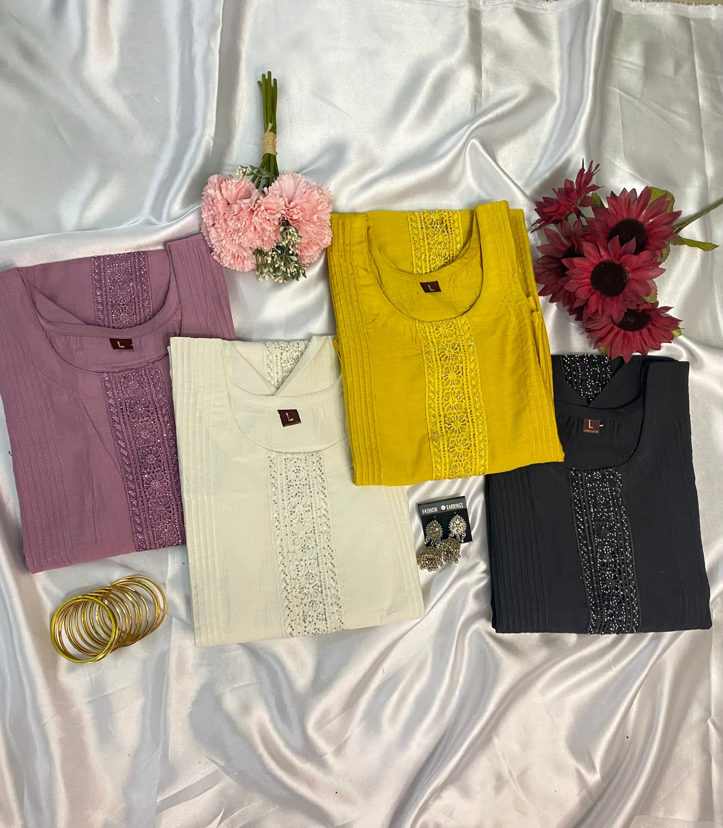 ⨠Premium Solid Color Kurta Sets with Elegant Embroidery & Matching Pants