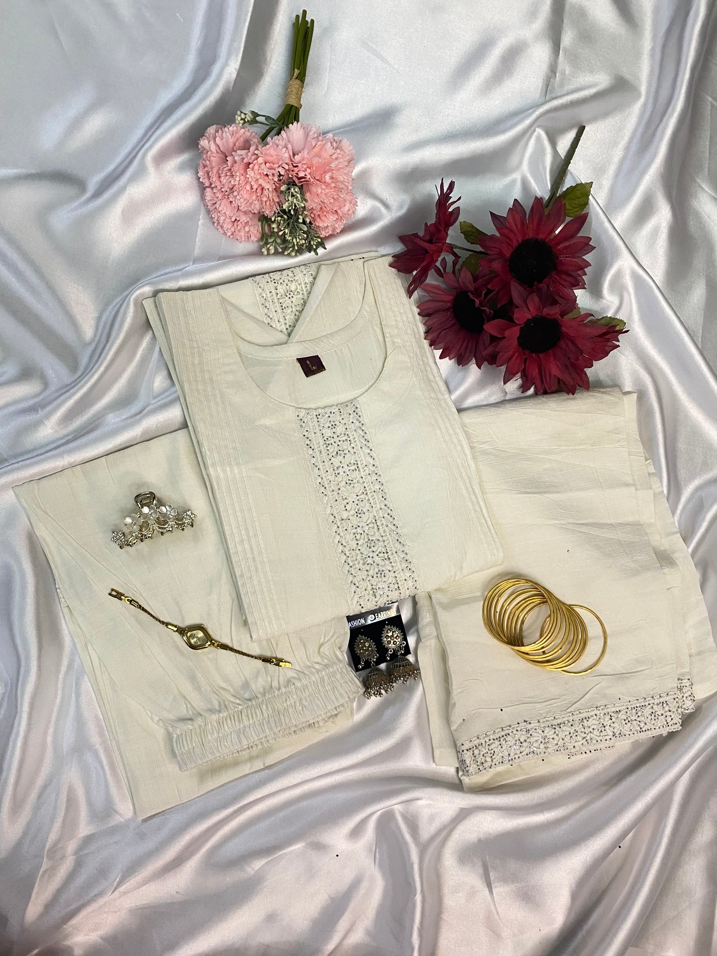 ⨠Premium Solid Color Kurta Sets with Elegant Embroidery & Matching Pants