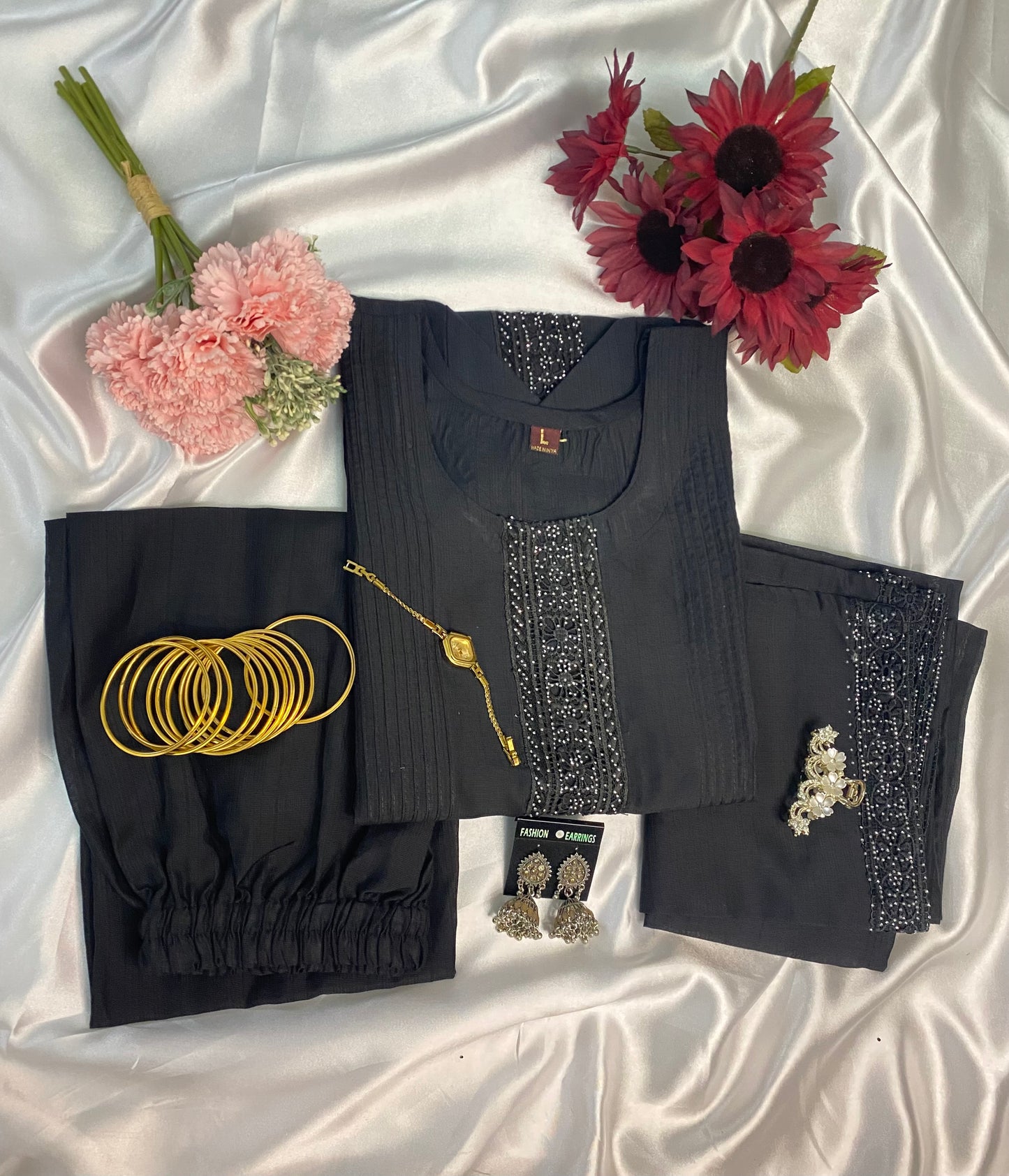 ⨠Premium Solid Color Kurta Sets with Elegant Embroidery & Matching Pants