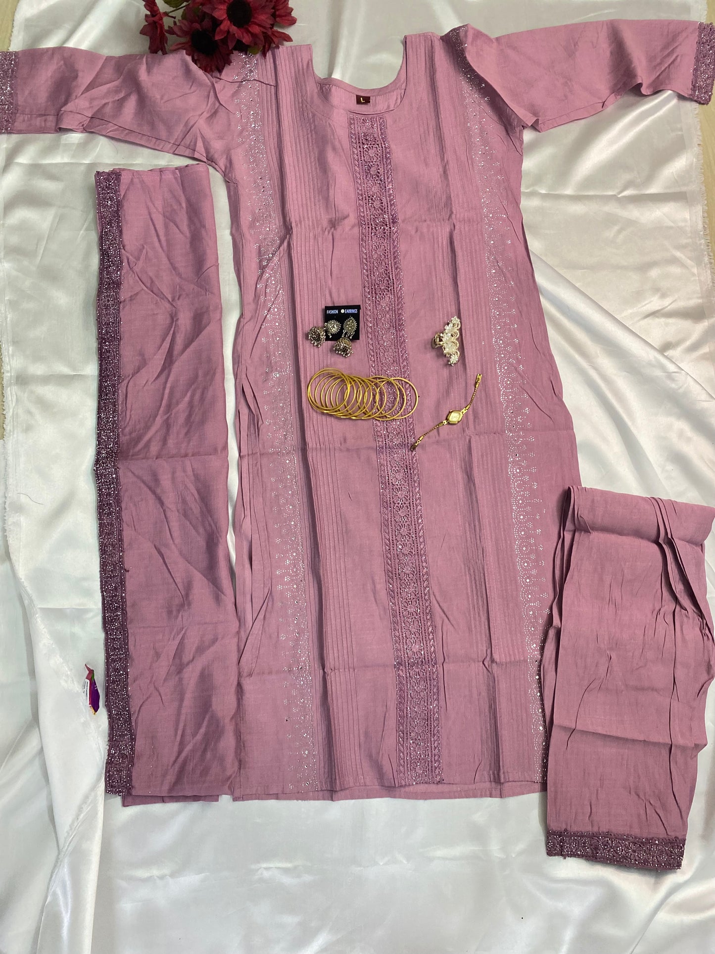 ⨠Premium Solid Color Kurta Sets with Elegant Embroidery & Matching Pants
