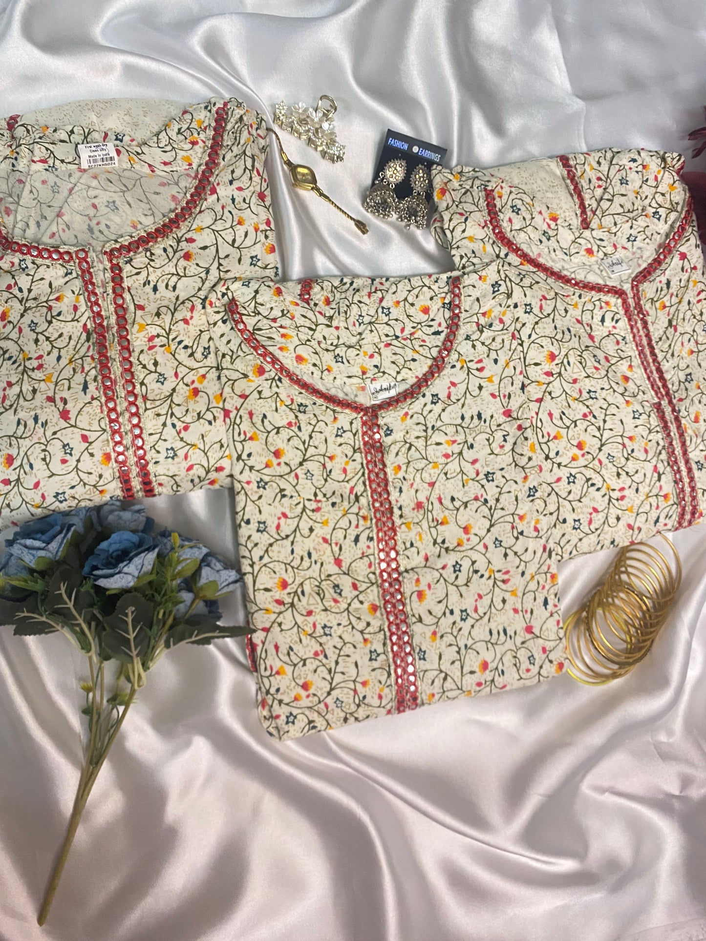 ๐ธ Elegant Floral Anarkali Kurta Set with Printed Dupatta