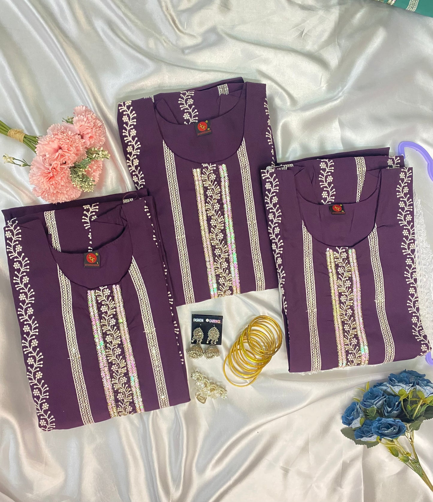 Elegant Embroidered Kurti – Available in Purple & Teal
