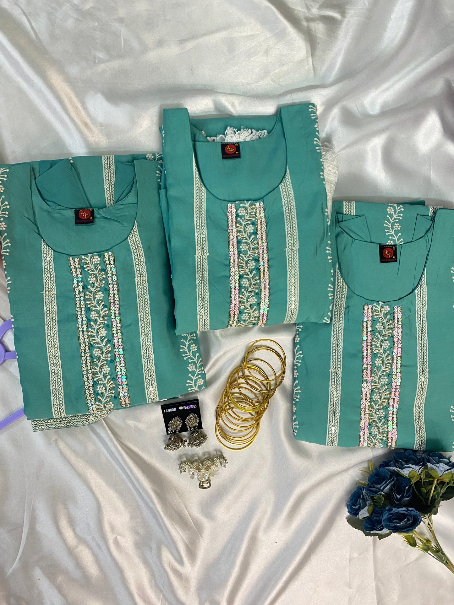 Elegant Embroidered Kurti – Available in Purple & Teal