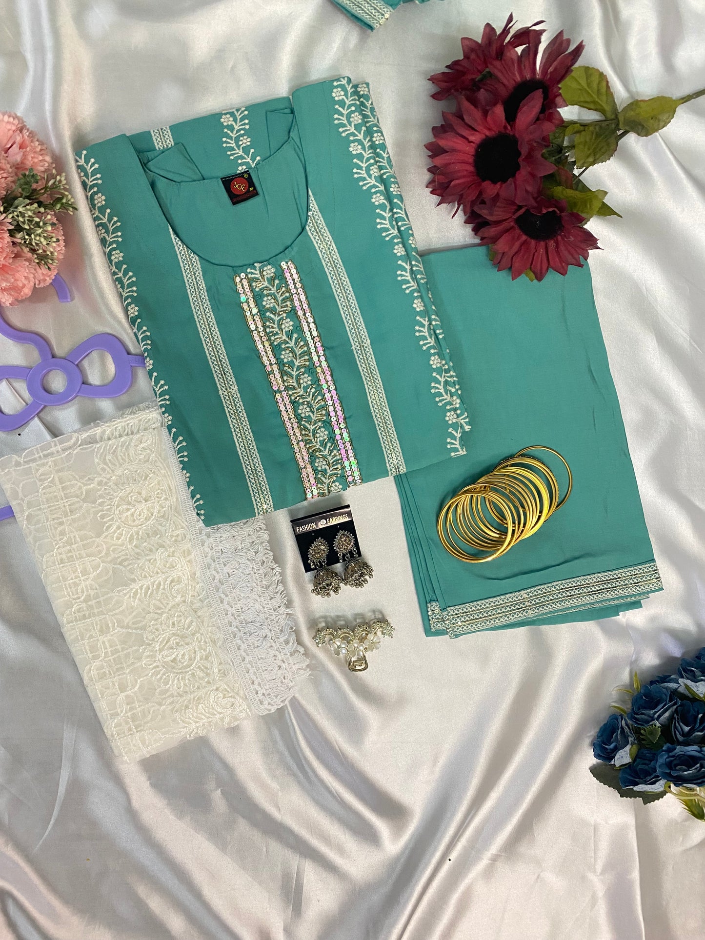 Elegant Embroidered Kurti – Available in Purple & Teal