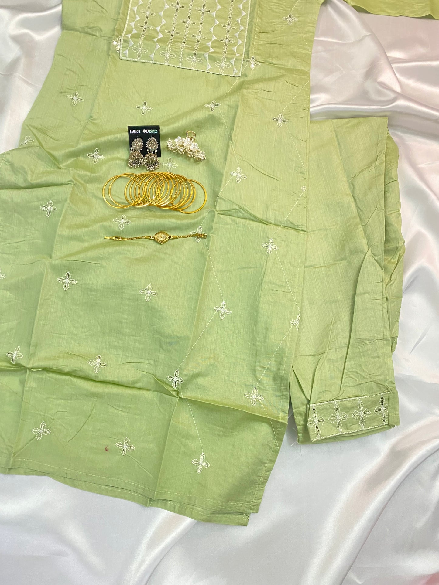Pastel Cotton Mirror Work Kurta Pant Set (4 Colors)