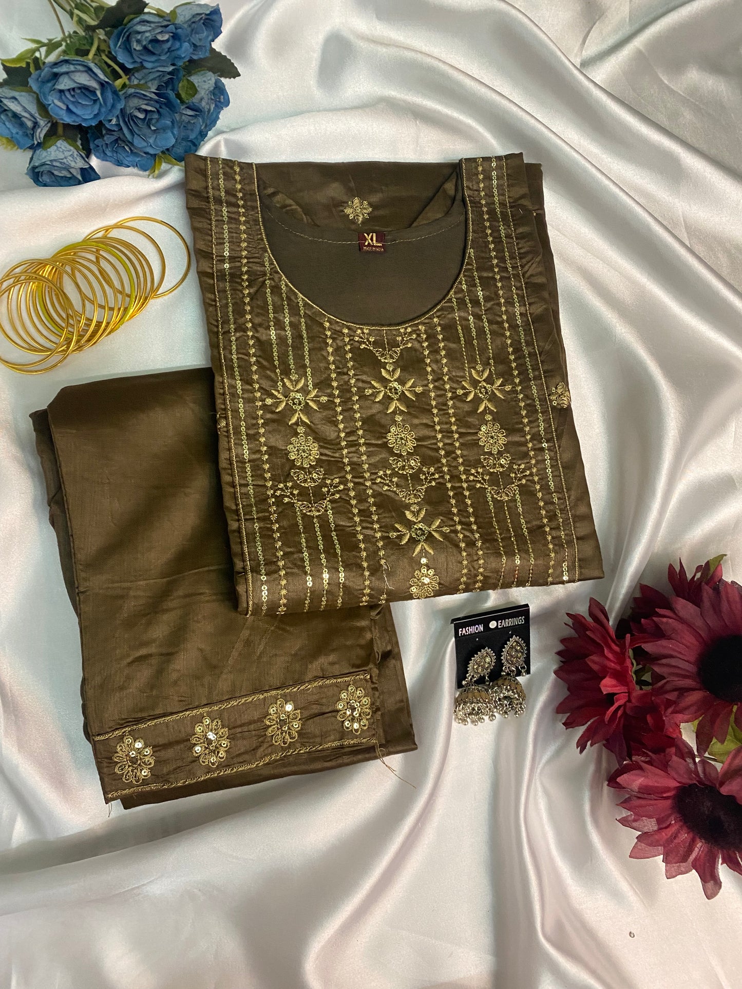 ✨ Premium Silk Feel Embroidered Kurta Sets – Multi Colors
